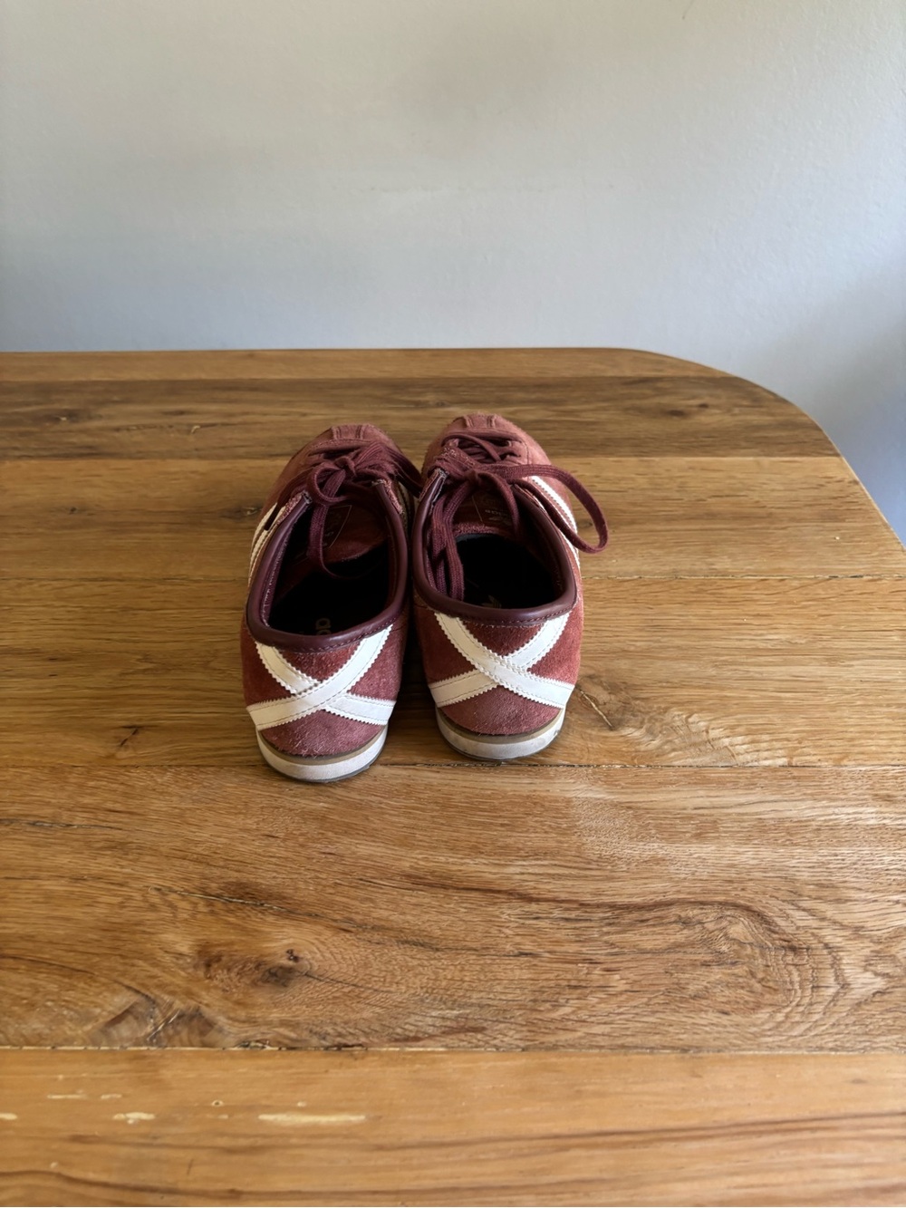 adidas women’s Maroon Suede Sneakers with White Stripes. Women size 9 - Picture 4 of 5